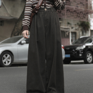 子女宽松显瘦大码 加厚磨毛阔腿裤 日系梨形身材春秋 秋季 2025新款