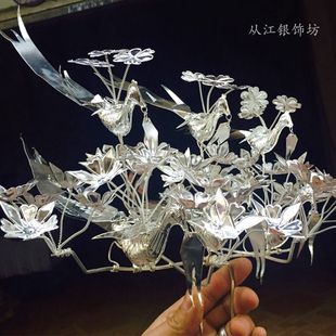 苗族头饰锦鸡鸟锦鸡舞头饰苗族银饰苗族舞台装头饰苗族头饰发簪女