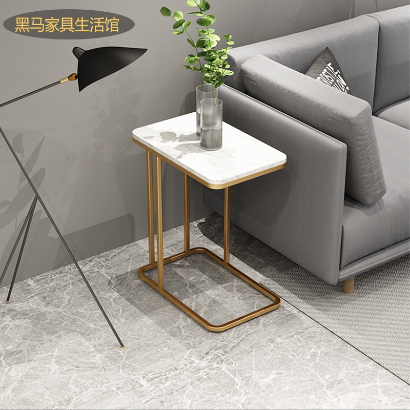 北欧轻奢大理石小茶几沙发边几长条边架边柜置物架角几卧室床头柜