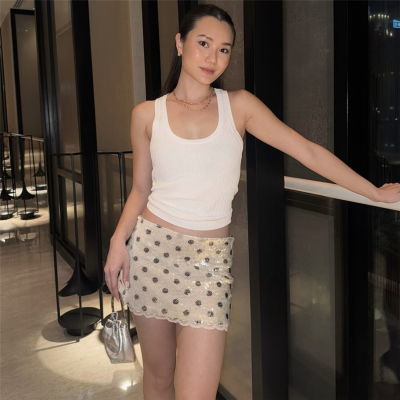 KLIOU 纯欲辣妹风设计感blingbling亮片显瘦高腰百搭半身裙短裙潮