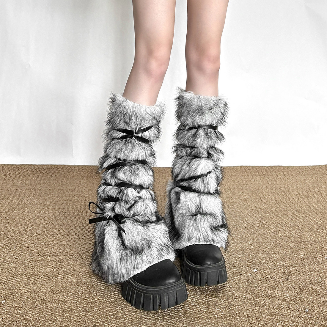 KLIOU 潮酷街头时尚个性ins设计感小众绑带辣妹百搭软糯毛绒腿套,服饰配件/皮带/帽子/围巾,其他配件,淘宝优惠券,粉丝福利购,淘宝优惠卷