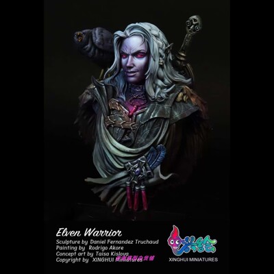 现货【兴绘模型】Elven warrior Bust 精灵猎魔人 树脂人物胸像