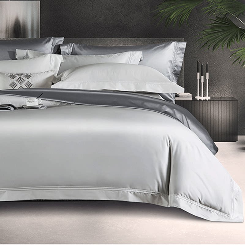 奢华总统套房140支进口埃及长绒纯棉四件套简约欧式纯色床上用品