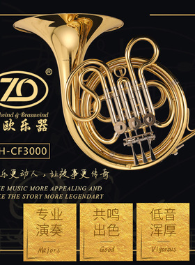 正欧乐器ZFH-CF3000型圆号F调漆金高级学生三键单排圆号