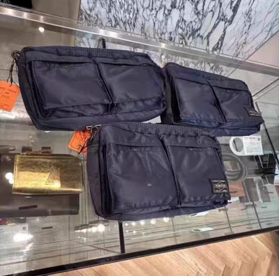 日系吉田男士包单肩斜挎包韩版帆布休闲夹层多功能iPad简约邮差包