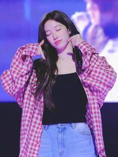 中村一叶同款韩国衬衣百搭翻领撞色格纹防晒衬衫2025新款