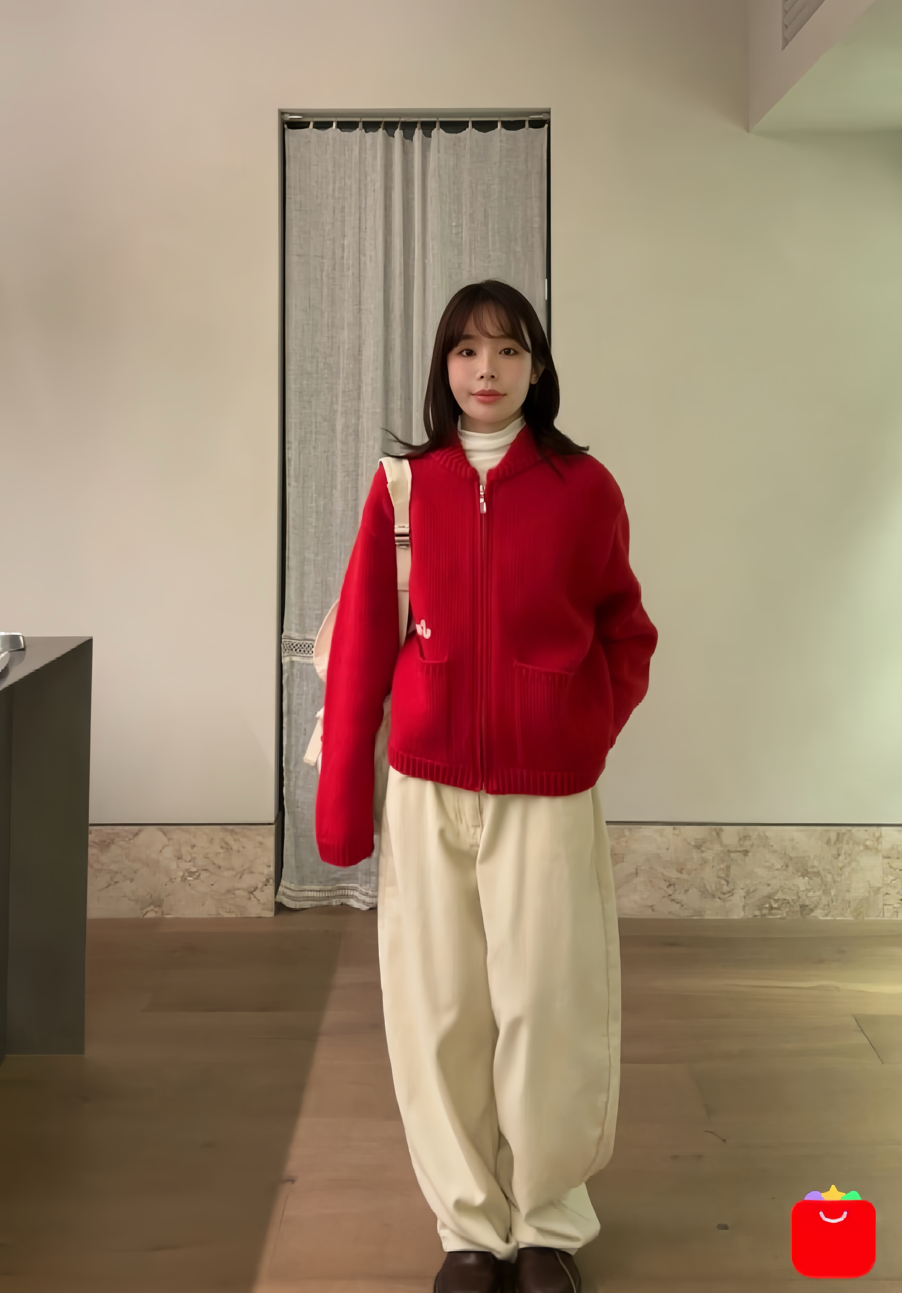 韩国小众sm0othmo*d字母刺绣毛衣外套圣诞新年氛围针织开衫