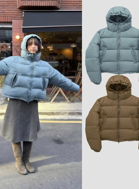 韩国smooth*mood白鹅绒羽绒服女连帽短款羽绒服鹅绒小个子羽绒服