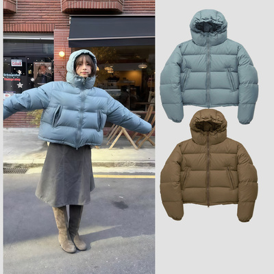 240克90白鹅绒连帽羽绒服女