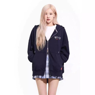 韩国oioi朴彩英同款卫衣拉链开衫连帽外套5252byoioi宽松女