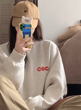 韩国 CHANCECHANCE韩国CEC宽松百搭圆领套头卫衣慵懒风女潮秋冬