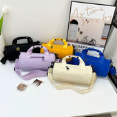 斜挎帆布包圆筒运动旅行包防水牛津布大容量手提旅行袋时尚 休闲手