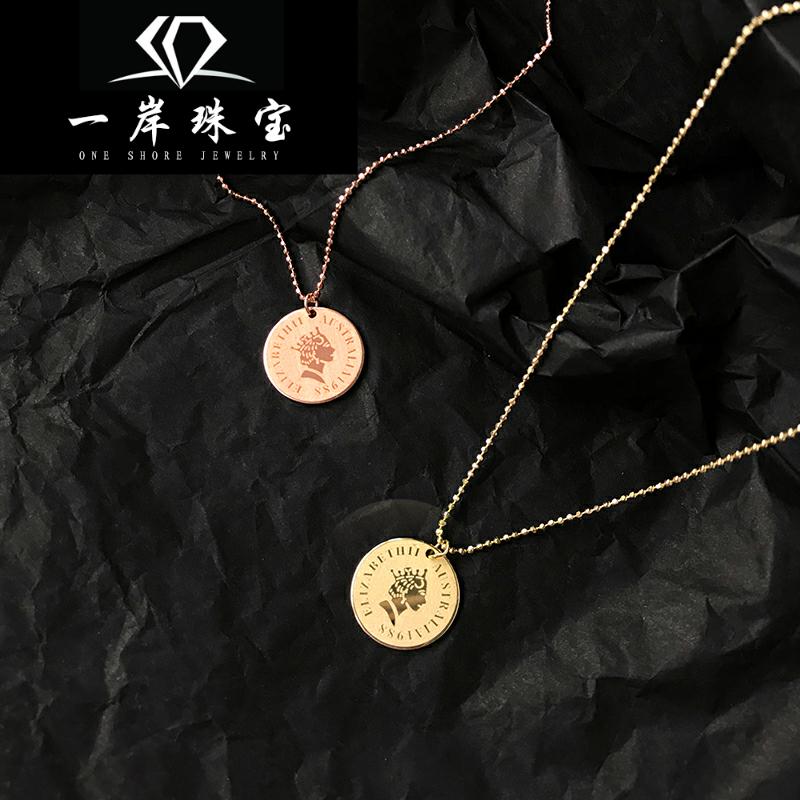 伊丽莎白女王圆牌项链简约设计复古宫廷风银锁骨链韩版|ruв категории Украшения,ювелирные изделия, ожерелье - от Buy2taobao.com для оказания профессиональной услуги покупки агента Taobao