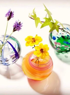现货日本进口 青森县の工芸品 津轻 手工花瓶 花器 精油瓶 彩手鞠