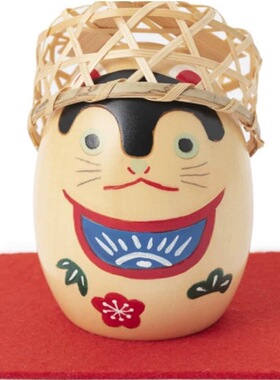 「京都和风」日本制 中川政七商店手工木质偶人饰招福摆件 戴笊犬