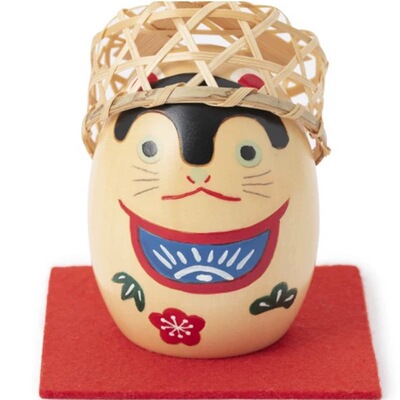 「京都和风」日本制 中川政七商店手工木质偶人饰招福摆件 戴笊犬