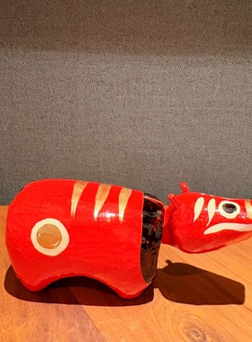 「京都和风」日本传统工艺 乡土玩具 张子摇头赤牛红牛摆件置物②