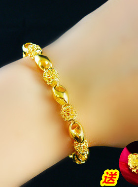 转运珠18k黄金色手链 玫瑰花女款真金999真金色精美百搭