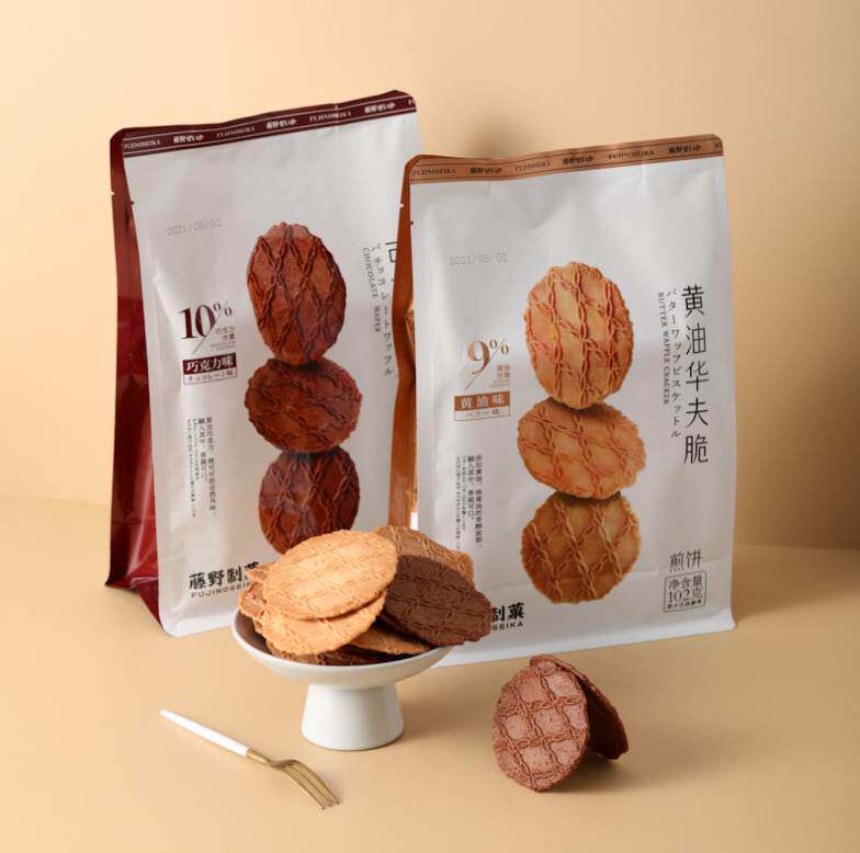 新款 藤野制菓黄油可可华夫脆煎饼巧克力华夫饼瓦夫薄脆饼干伴手