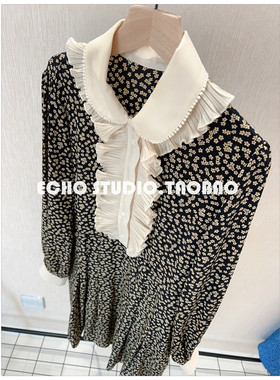 特 原1580 区别low货 23新款 甜美荷叶边真丝碎花连衣裙