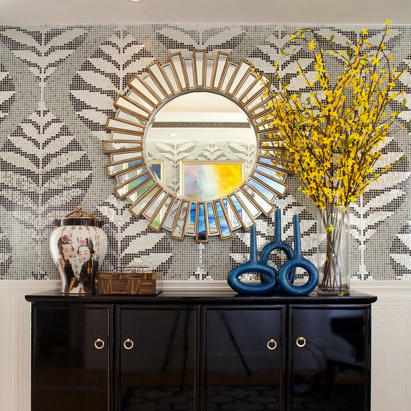 美式圆形太阳装饰镜复古玄关镜子