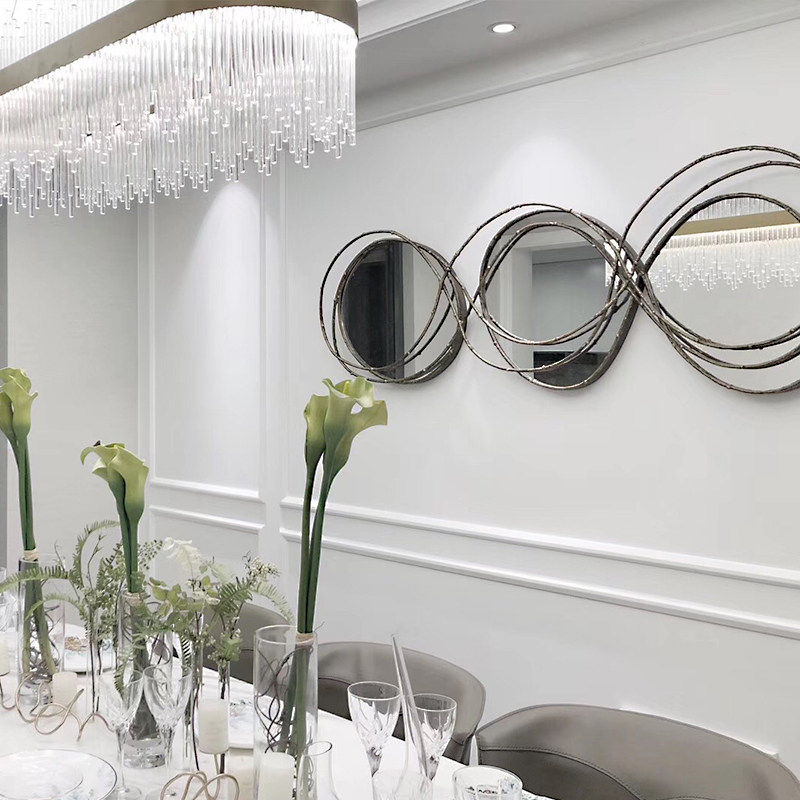 美式铁艺装饰镜金属异形玄关镜子