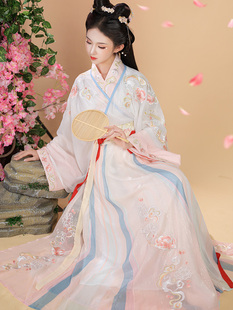 款 成人中国风晋制齐腰交领襦裙刺绣春秋季 青柠墨子研原创汉服女款