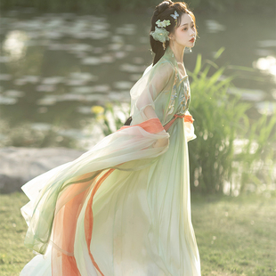 墨子研汉服夏季女唐制诃子裙【六月春】大袖衫刺绣款超仙气古装