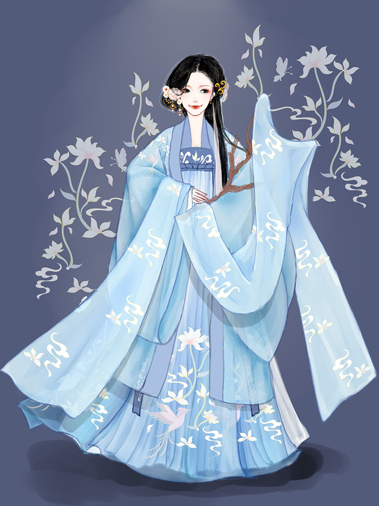 墨子研汉服幽兰满堂齐腰齐胸