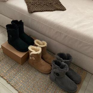 2024年中筒木扣5803雪地靴皮毛一体桑坡村保暖