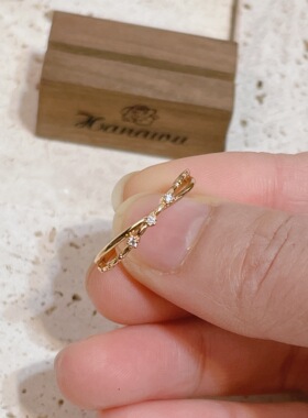 nojess竹节交叉三粒锆石镶嵌订做设计戒指几何扭纹打结纯银饰镀金