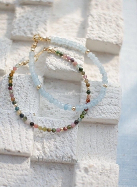 原创极纤细抛光闪碧玺天然女简约