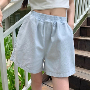 短裤 直筒裤 女夏季 简约宽松显瘦百搭a字阔腿裤 子 薄款 纯色休闲工装