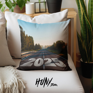 2025创意新年抱枕美式咖啡厅工作室店铺显眼装饰沙发座椅靠背靠枕