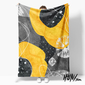 抽象极简线条手绘水彩晕染感花卉午休毯沙发毯空调毯子盖毯毛毯