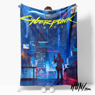 赛博朋克2077夜之城圣多明哥太平洲午休毯沙发毯空调毯子盖毯毛毯