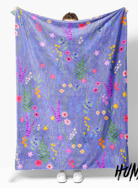 薰衣草紫色小花田园浪漫风周边办公室旅行午休毯沙发毯空调被毛毯