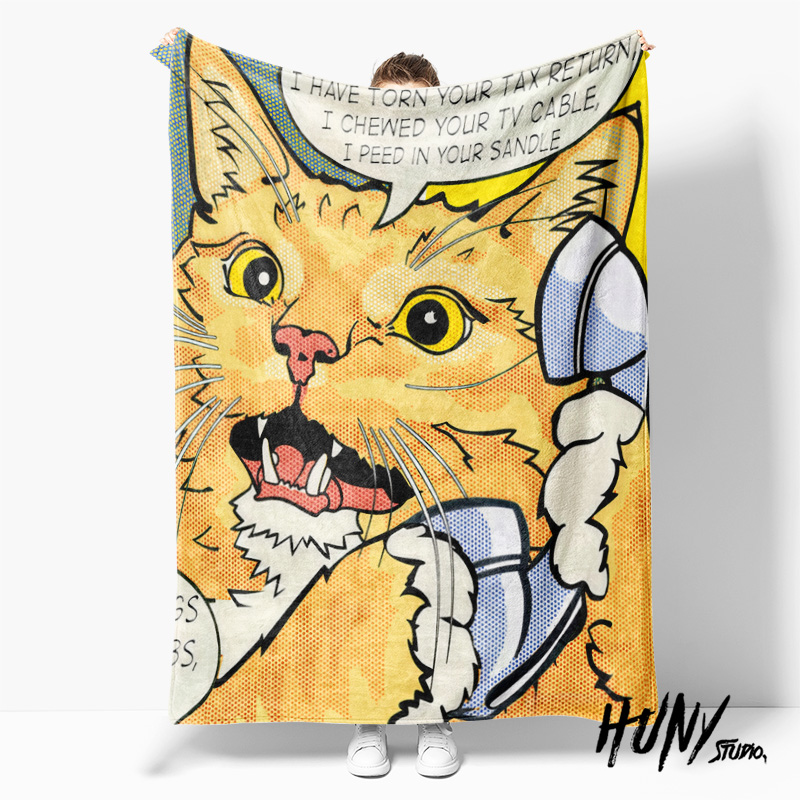 橘猫超现实插画当代艺术毛毯