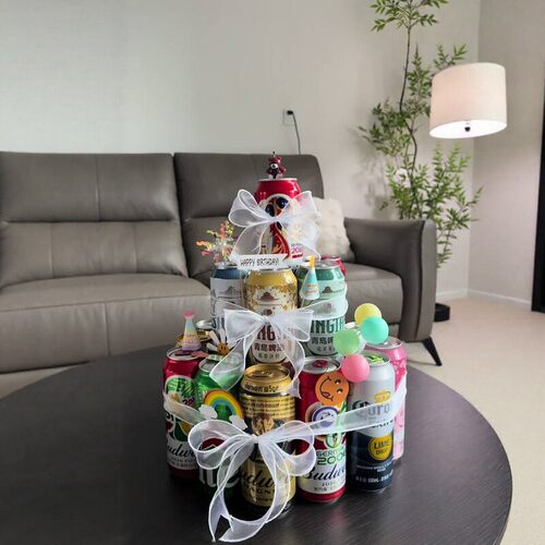 啤酒蛋糕diy材料包过生日装饰配件丝带插牌送对象礼物拍照道具