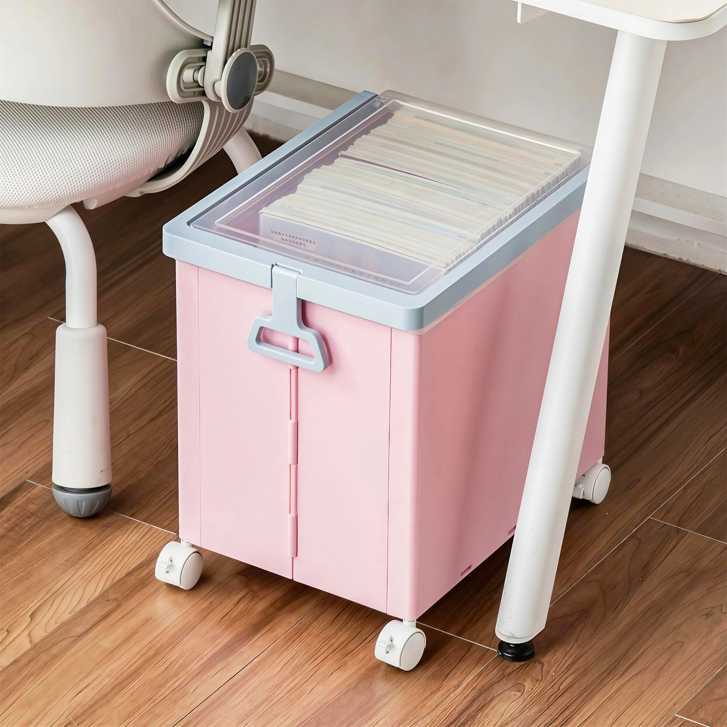 书箱教室用初中生高中生带滑轮图书馆考研大学生资料收纳箱可移动