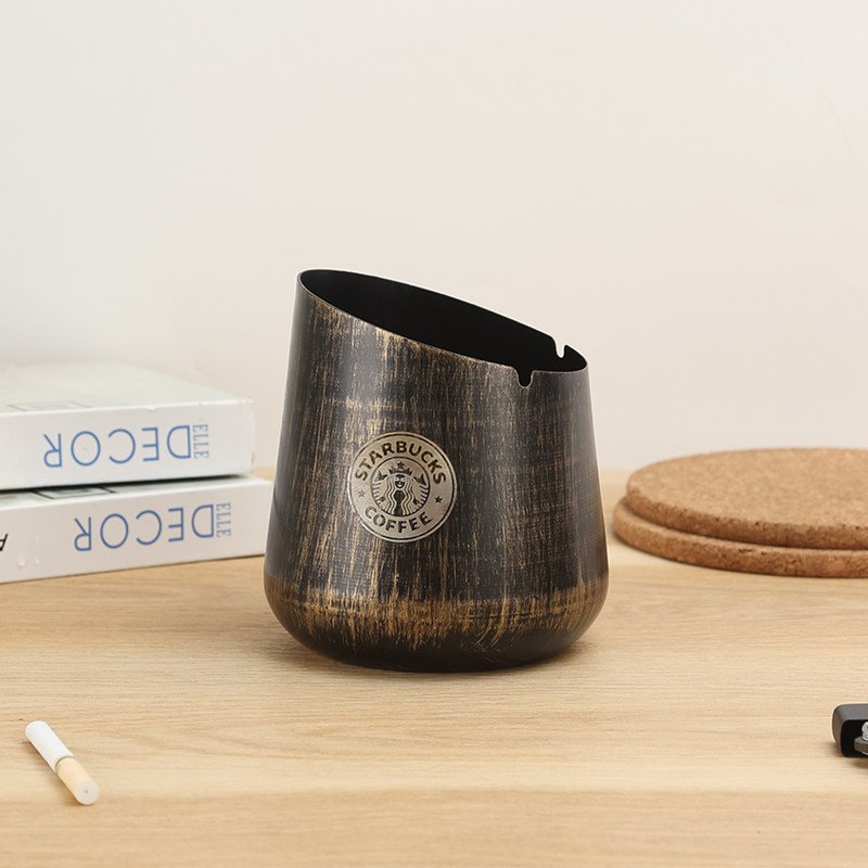 复古铁艺烟灰缸防飞灰创意个性潮流酒店网吧酒吧家用小号防风烟盅