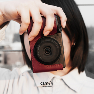 cam·in理光GR4半包皮套航空铝底座适配闪光灯真皮相机复古保护套