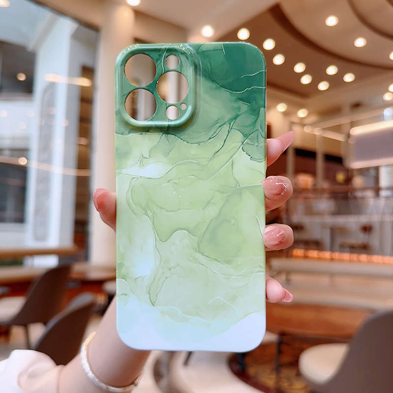新款iphone13渐变绿烟雾镜头全包菲林手机壳适用苹果15手机壳小众