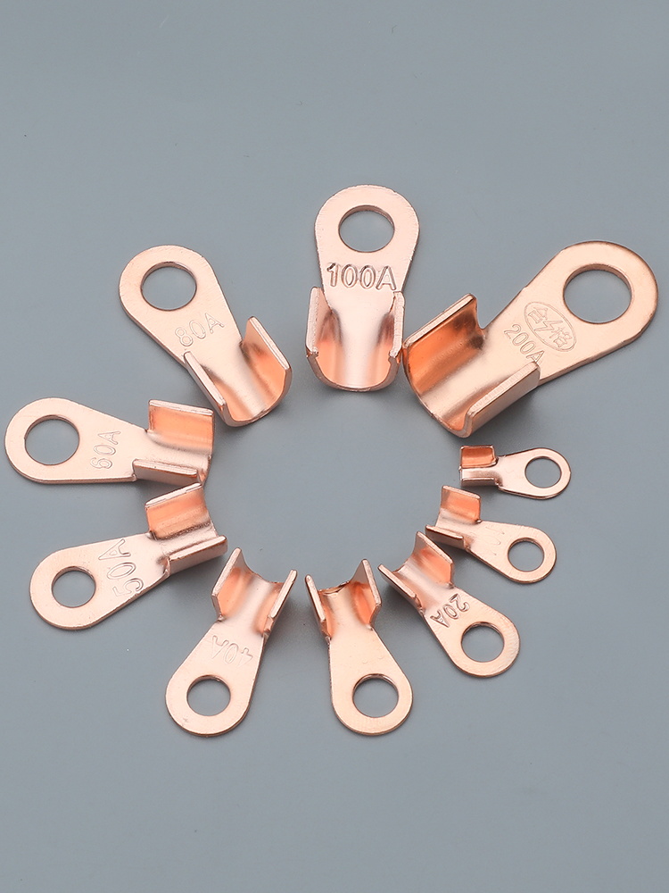蓄电池电瓶铜线鼻子线接头线尾纯铜接线卡子电瓶连接线插头多用途