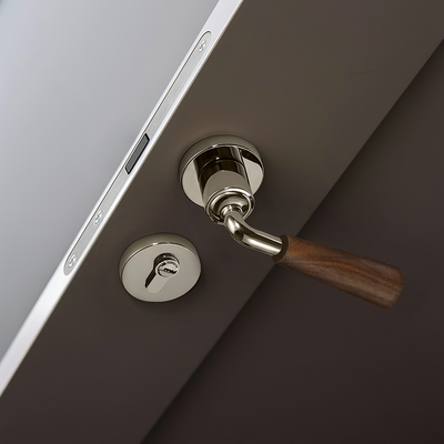 莫兰原创设计室内卧室亮银色房门锁静音磁吸复古中古风实木门把手