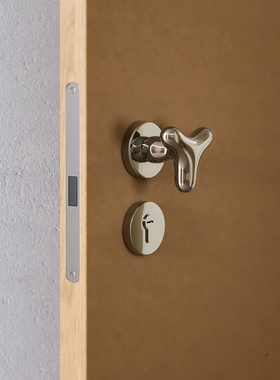 莫兰原创设计室内卧室亮银色房门锁静音磁吸复古中古包豪斯门把手