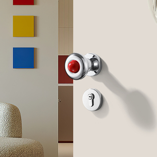 莫兰原创设计包豪斯室内卧室亮银色房门锁静音磁吸彩色中古风把手