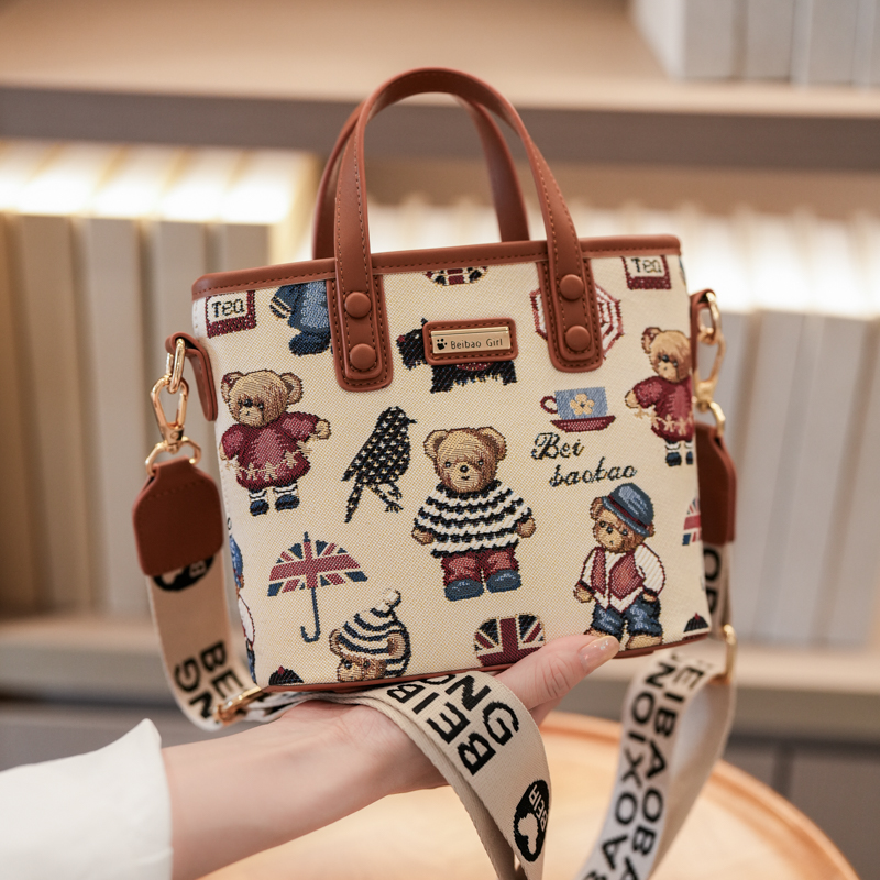 2025新款可爱小熊单肩斜挎包女