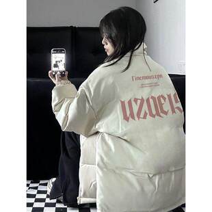 2025冬季新款甜酷字母印花百搭棉服外套女学生立领宽松防寒面包服