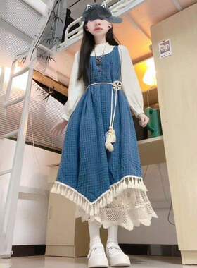 秋冬季民族风少女感格纹
